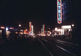 [Granville Street neon night view]