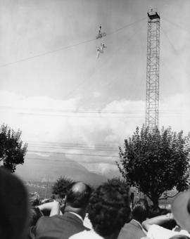 1959 PNE [audience view of aerial motorcycle act]