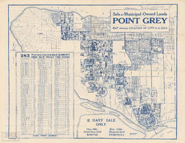 Sale of municipal lands : Point Grey : map showing location of lots to be sold