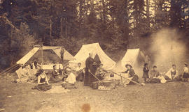 [A family at their summer camp at "The Gap"]