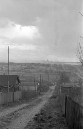 Looking west down lane from Crookall's [house]