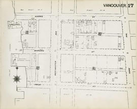 Plan of Vancouver, 1889 [fire map] : [Gore Avenue to Harris Street to False Creek to Prior Street]