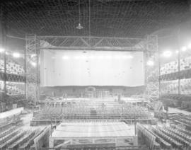 [Photograph of arena stage construction]