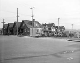 [View of houses on southeast corner of Burrard and Pacific Streets before construction of the Bur...