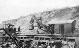 [B.C.E.R. cars being loaded at Little Mountain Quarry]