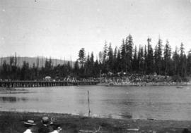 [The Coal Harbour bridge and Stanley Park from the foot of Denman Street]