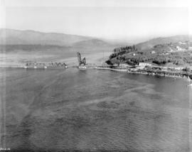 [Aerial view looking east towards the Second Narrows (Iron Workers Memorial) Bridge]