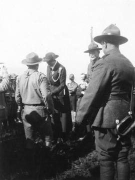 [Lord and Lady Baden-Powell at a Boy Scout rally at Hastings Park]