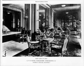 West view in lobby, C.P.R. Hotel Vancouver