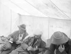 [Members of the British Columbia Mountaineering Club in a tent in Garibaldi District]