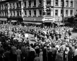 Firemen's Band of Vancouver in 1947 P.N.E. Opening Day Parade