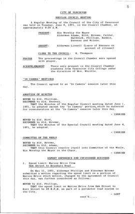 Council Meeting Minutes : June 8, 1971