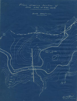 Plan showing locations of dam sites at Green Lake