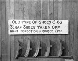 Old type of shoes C-63. Scrap shoes taken off night inspection Prior St. Feb'y.
