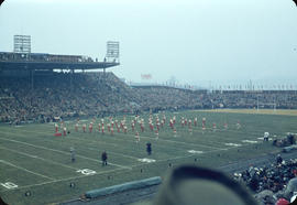 43rd Grey Cup game at Empire Stadium, another shot of Montreal Alouettes marching band and cheerl...
