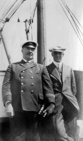 [Captain and unidentified man aboard the Camosun]