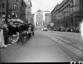 Crowd watching 1953 P.N.E. Opening Day Parade