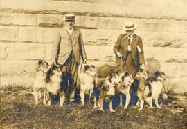 [Mr. E.R. Ricketts and Miss Leigh-Spencer walking their collies]