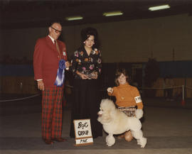 Best in Group [Non-Sporting Group: Miniature Poodle] award being presented at 1976 P.N.E. All-Bre...