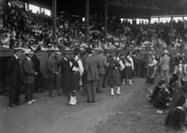 [A group of people on a stadium field, Caledonian Games, Athletic Park]