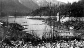 [View of Coquitlam Lake [water intake tower]