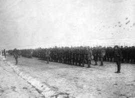 [A Canadian battalion being inspected on the Western Front]