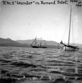 [H.M.S. "Leander" in Burrard Inlet]