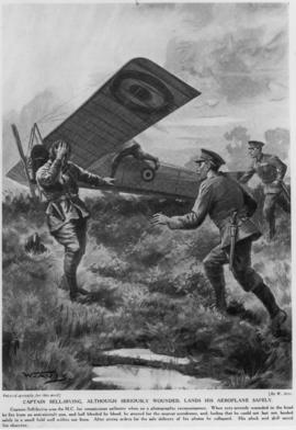 Captain Bell-Irving, although seriously wounded lands his aeroplane safely