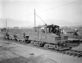 [B.C. Electric Railway locomotive and freight cars]