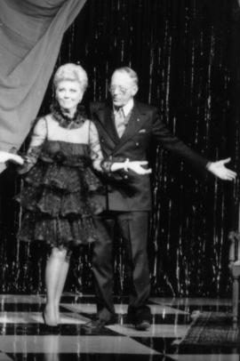 Hugh Pickett and Mitzi Gaynor on stage at the Arts Club