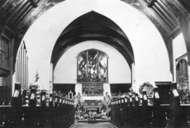 [Interior of St. Paul's Church on Hornby Street decorated for the Harvest Festival]
