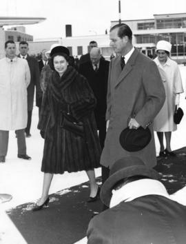 [Her Majesty Queen Elizabeth and His Royal Highness Prince Philip at the airport]