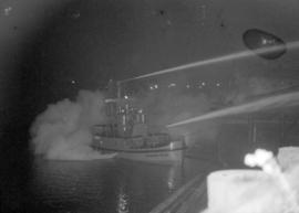 [J.H. Carlisle fireboat in action]