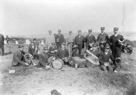 [Group portrait of first brass band at Cambie Street grounds]