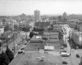 [Looking south over the roof tops from 39th Avenue near Yew Street]