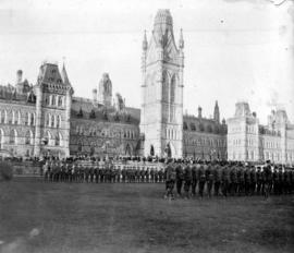 Inspection by the Duke of Connaught at Parliament Building Ottawa, since burnt down