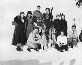 [Skiers and others near the Grouse Mountain Chalet]