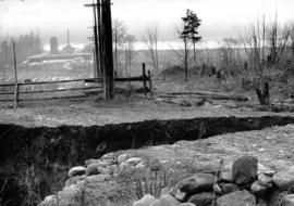 [View of a ditch running through a farm south of Marine Drive near the Fraser River]