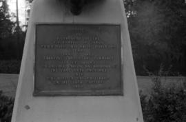 [Detail of S.S. Empress of Japan figurehead replica commemorative plaque, Stanley Park]