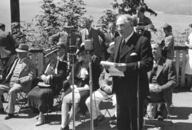 [Major J.S. Matthews speaking at the unveiling of the walking beam of the S.S. "Beaver"...