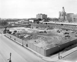 [View of the new Post Office construction site from Dunsmuir and Hamilton Streets]