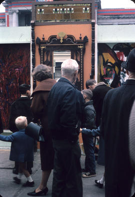 Murals on boarding around the Vancouver Art Gallery building and site