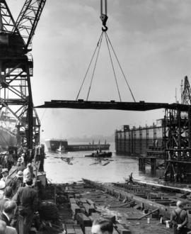 [Launching of barge "Straits Cold Decker" from Burrard Dry Dock]