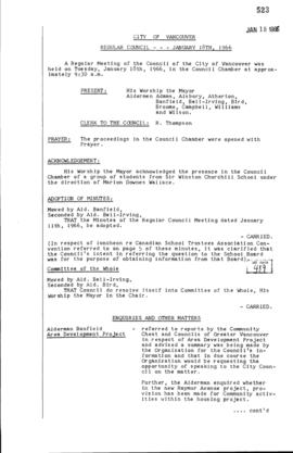 Council Meeting Minutes : Jan. 18, 1966