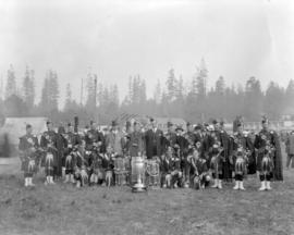 Victoria Pipe Band at Caledonian Games - Winners of [the] Stewart Cup, 1920