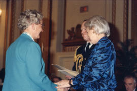 Jeanne Sauvé presents award to recipient