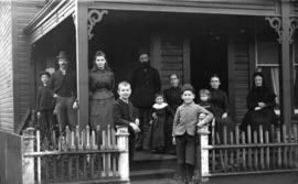 [Family assembled on porch of James Henry Tupper residence, 1232 Seymour Street]
