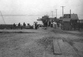 [The North Vancouver Ferry landing after a street car lost control and went into Burrard Inlet]
