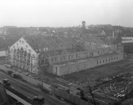 [Partially constructed Seaforth Armories on Burrard Street near south end of Burrard Street Bridge]