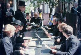 Reenactment of Vancouver's first City Council meeting at 12 Water Street